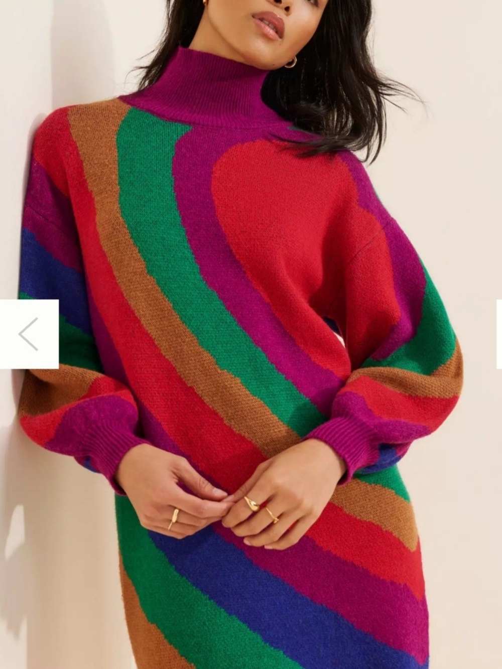 FARM Rio Rainbow Wild Hearts Knit Sweater Mini Dress Sz Small EUC Anthro Style
